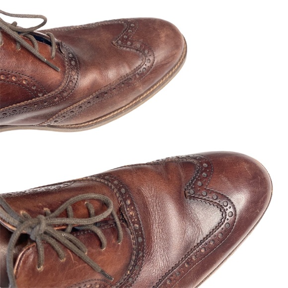 Cole Haan ✈︎ Madison Leather Wingtip Oxford Brogue Dress Shoe ✈︎ Mahogany Brown - Picture 5 of 16
